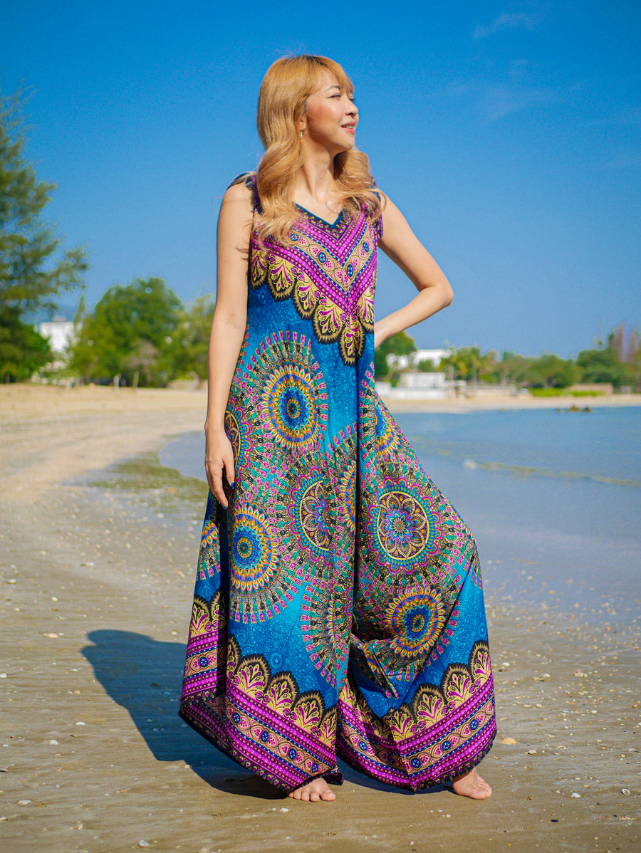 Azure Mandala Boho Jumpsuit