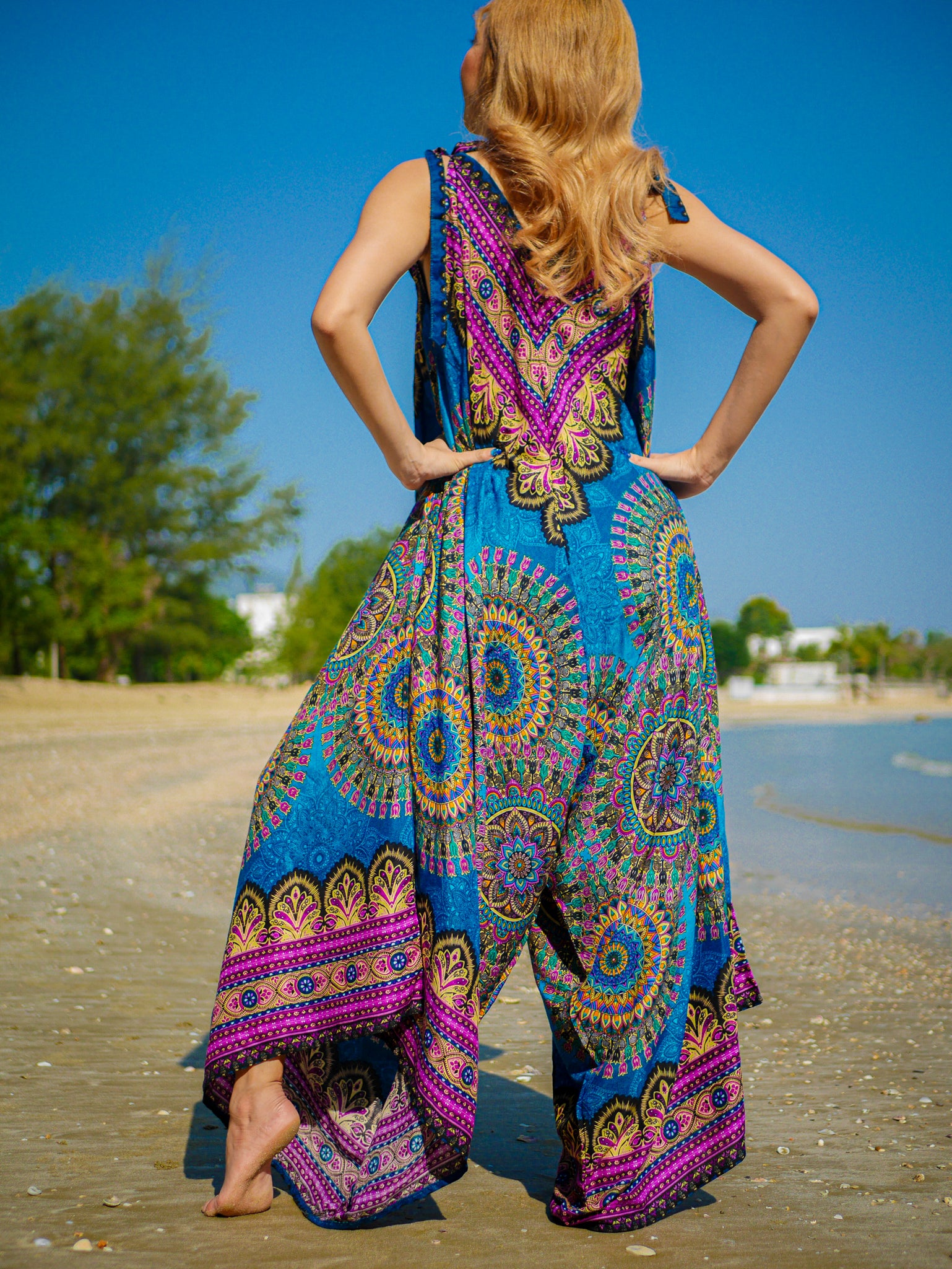 Azure Mandala Boho Jumpsuit