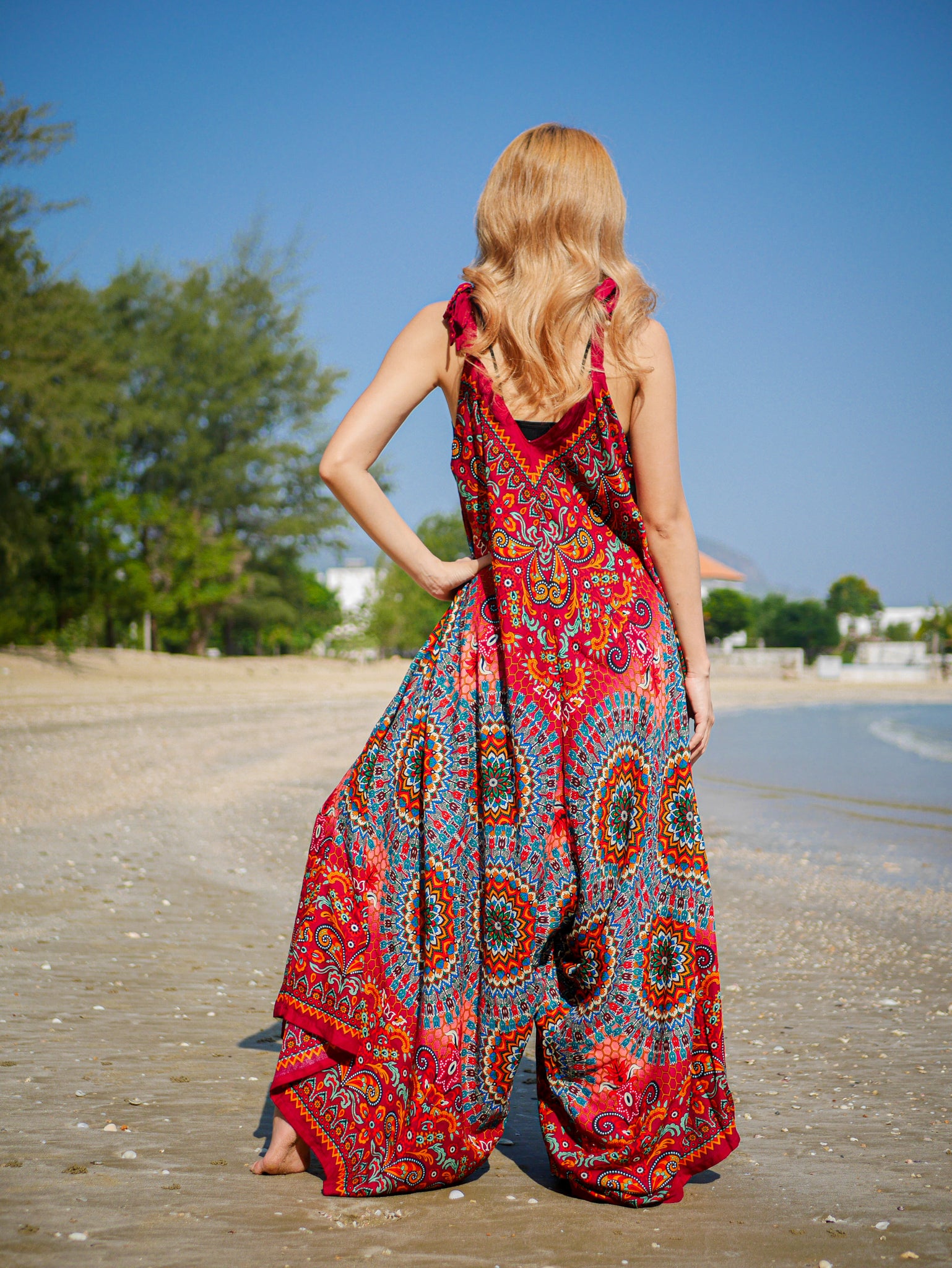Crimson Mandala Boho Jumpsuit