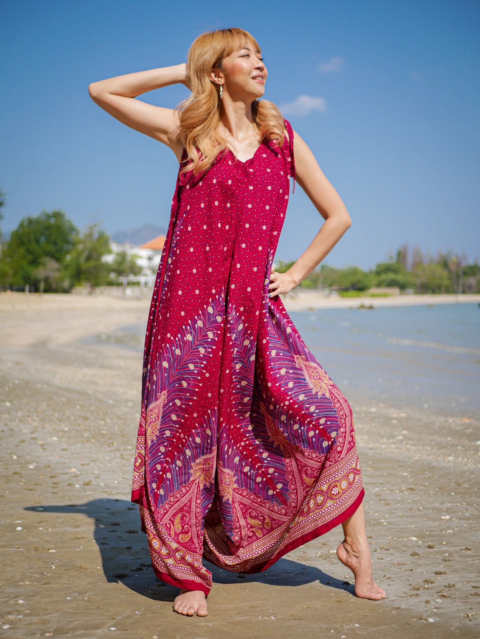 Crimson Peacock Boho Jumpsuit