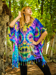 Tropical Vibes Poncho Hand Dyed Tunic Kaftan Blouse Oversize Top