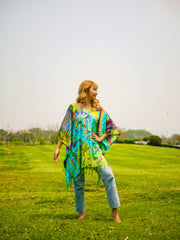 Dancing Colors Poncho Hand Dyed Tunic Kaftan Blouse Oversize Top