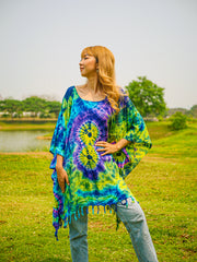 Solar Flare Poncho Hand Dyed Tunic Kaftan Blouse Oversize Top