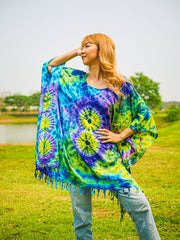 Solar Flare Poncho Hand Dyed Tunic Kaftan Blouse Oversize Top