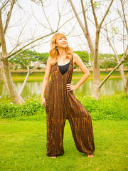 Earthy Elegance Racerback Dungarees Jumpsuit Romper