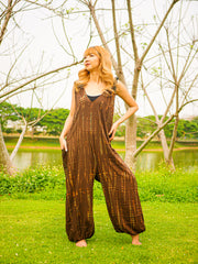 Earthy Elegance Racerback Dungarees Jumpsuit Romper