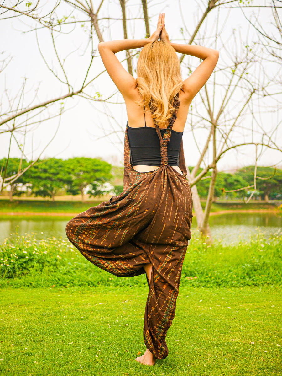 Earthy Elegance Racerback Dungarees Jumpsuit Romper