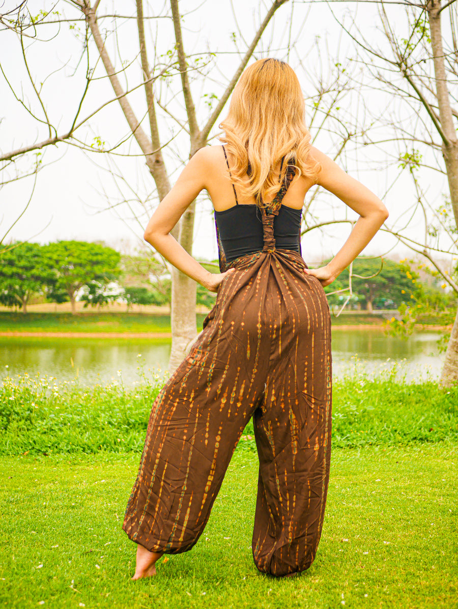 Earthy Elegance Racerback Dungarees Jumpsuit Romper