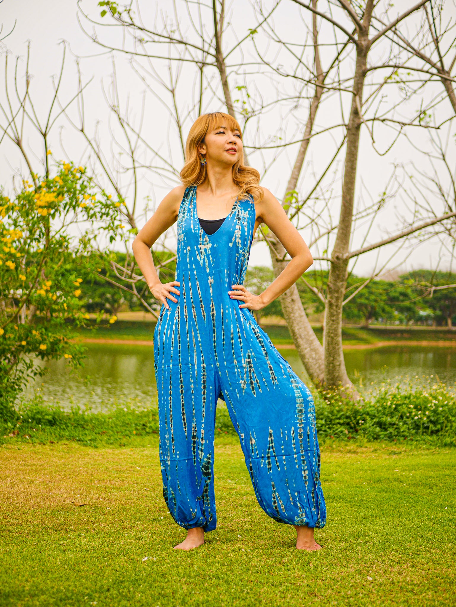 Blue Cascade Dungarees Jumpsuit