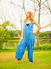 Blue Cascade Racerback Dungarees Jumpsuit Romper