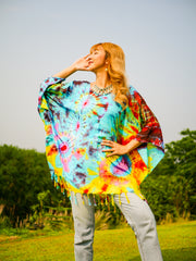 Boho Bliss Poncho Hand Dyed Tunic Kaftan Blouse Oversize Top