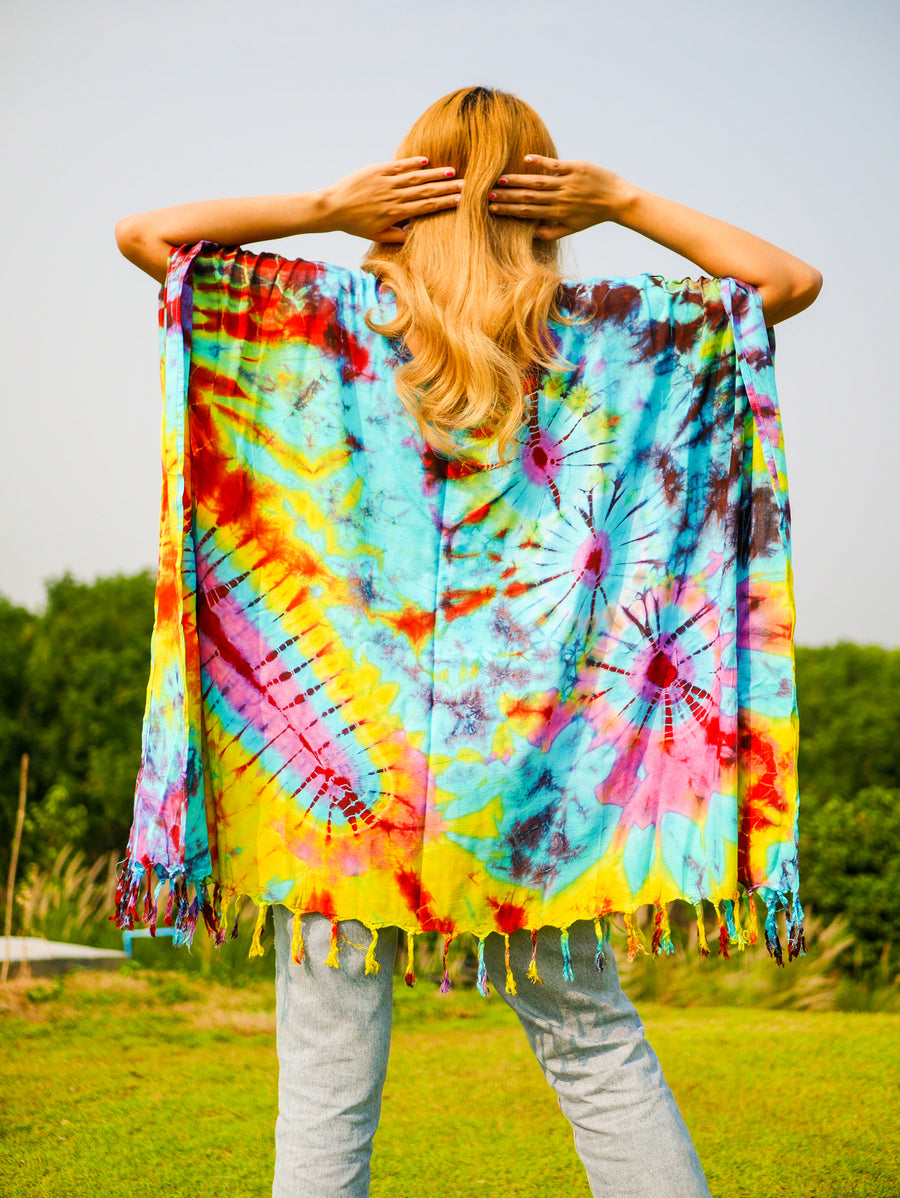 Boho Bliss Poncho Hand Dyed Tunic Kaftan Blouse Oversize Top