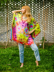 Cosmic Sunrise Poncho Hand Dyed Tunic Kaftan Blouse Oversize Top