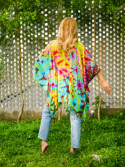 Colorwave Poncho Hand Dyed Tunic Kaftan Blouse Oversize Top