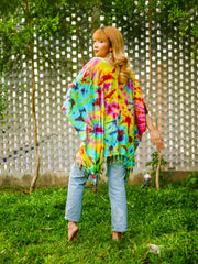Colorwave Poncho Hand Dyed Tunic Kaftan Blouse Oversize Top