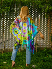 Kaleidoscope Dream Poncho Hand Dyed Tunic Kaftan Blouse Oversize Top