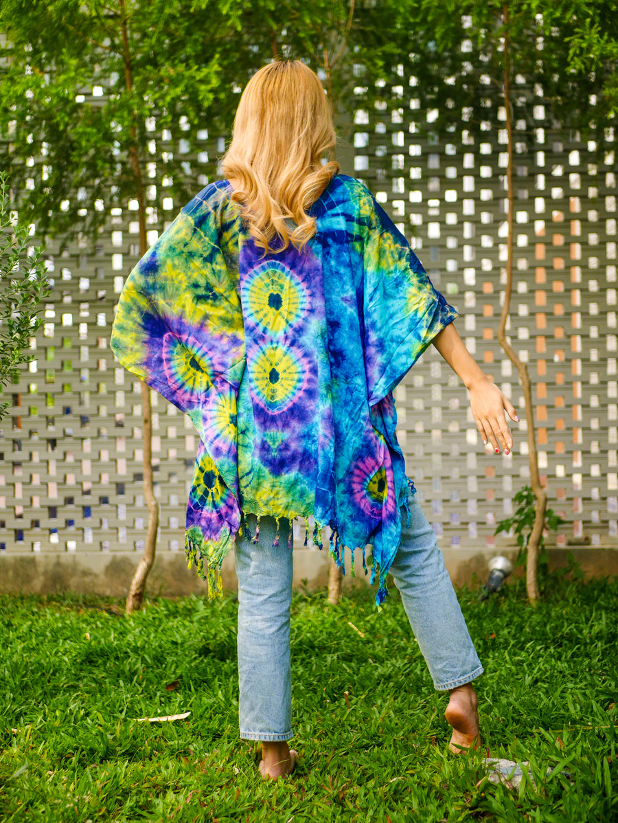 Bohemian Sunset Poncho Tunic Kaftan Blouse Oversize Top