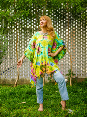 Tropical Summer Hand Dyed Tunic Kaftan Blouse Oversize Top