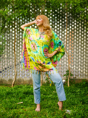 Tropical Summer Hand Dyed Tunic Kaftan Blouse Oversize Top