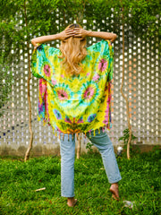 Tropical Summer Hand Dyed Tunic Kaftan Blouse Oversize Top
