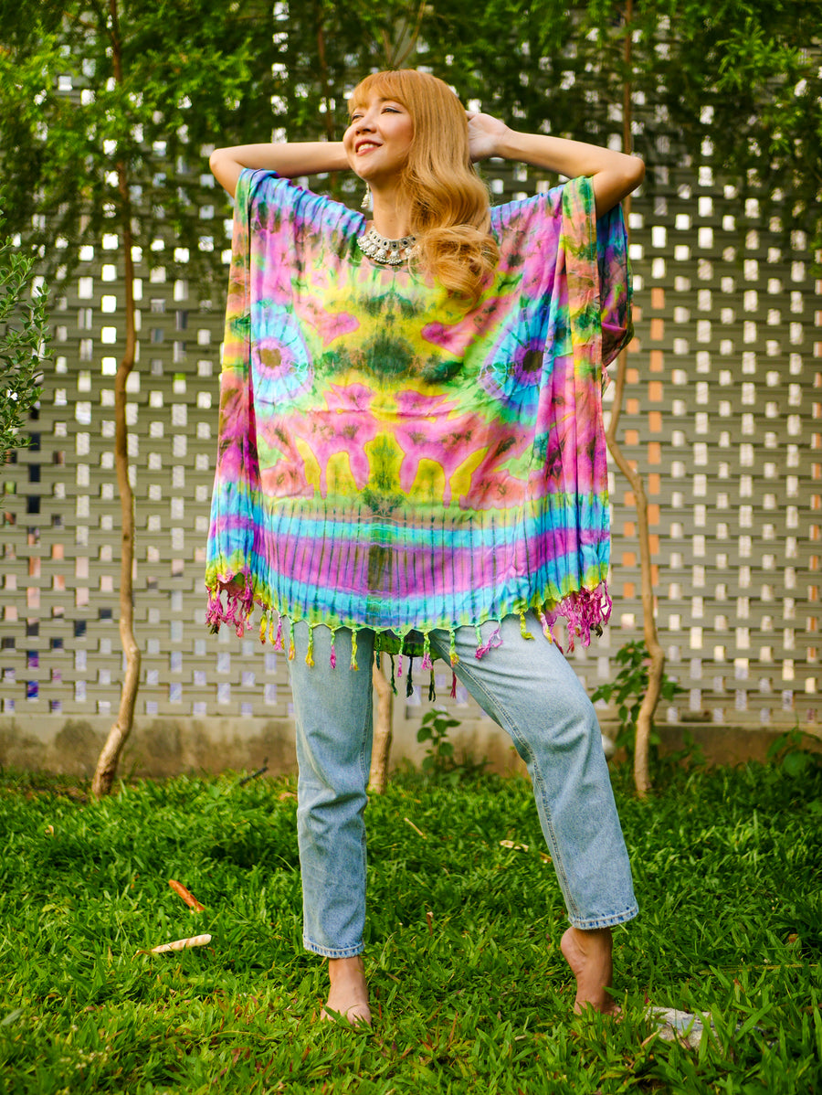 Summer Breeze Poncho Hand Dyed Tunic Kaftan Blouse Oversize Top