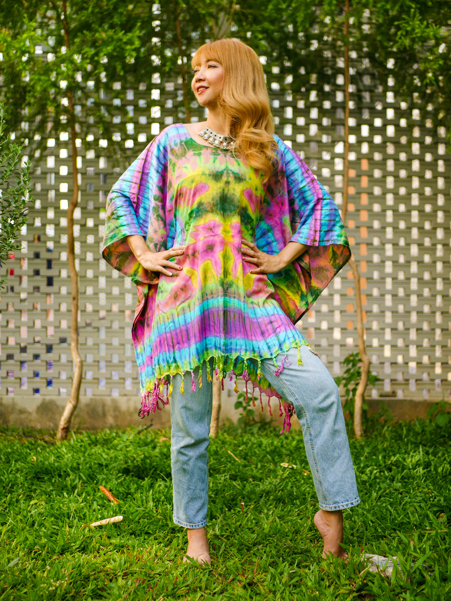 Summer Breeze Poncho Hand Dyed Tunic Kaftan Blouse Oversize Top