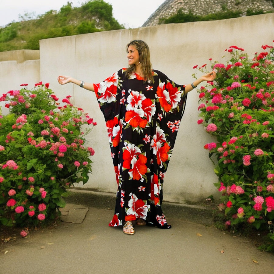Orange Hibiscus Kaftan
