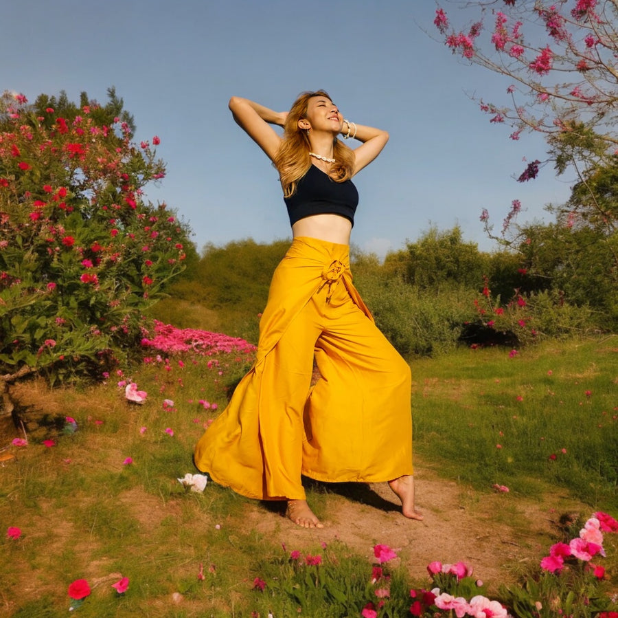 Mustard Yellow Palazzo Wrap Pants