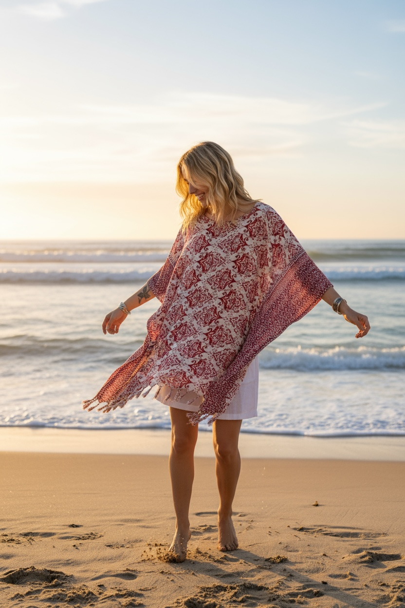 Moroccan Rose Kaftan Blouse