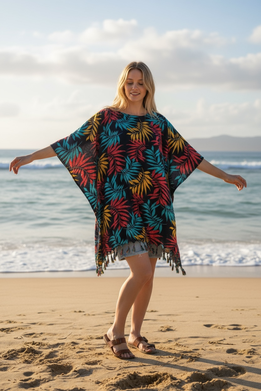 Coral Palm Kaftan Blouse