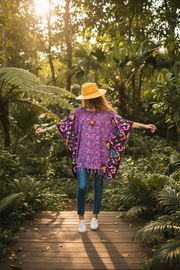 Violet Wild Hibiscus Kaftan Tunic