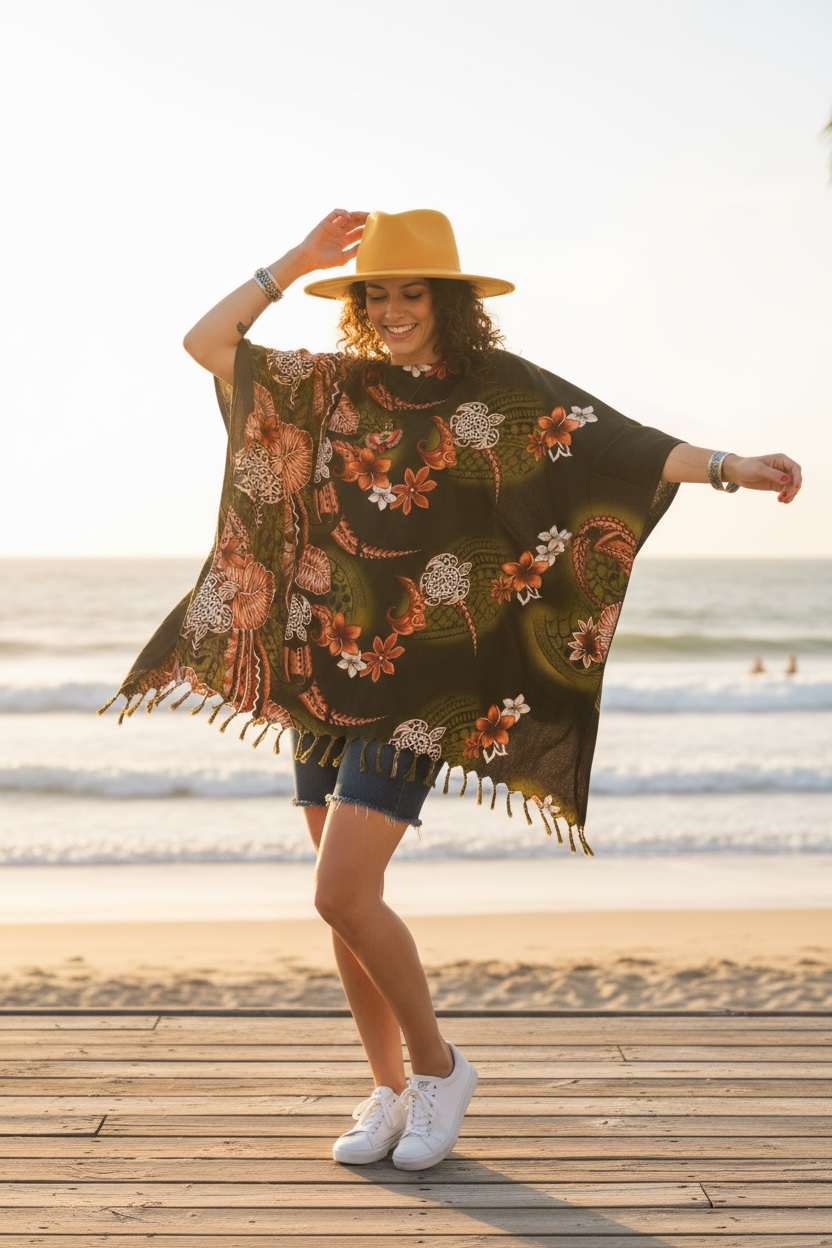 Rust Honu Boho Kaftan Top