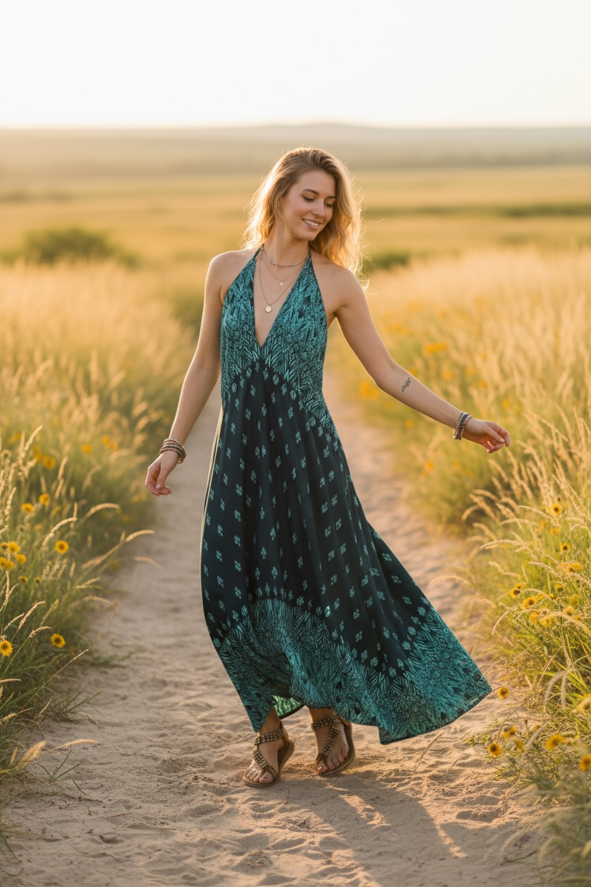 Teal Tide Maxi Dress