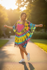 Heartburst Glow Tie Dye Kaftan
