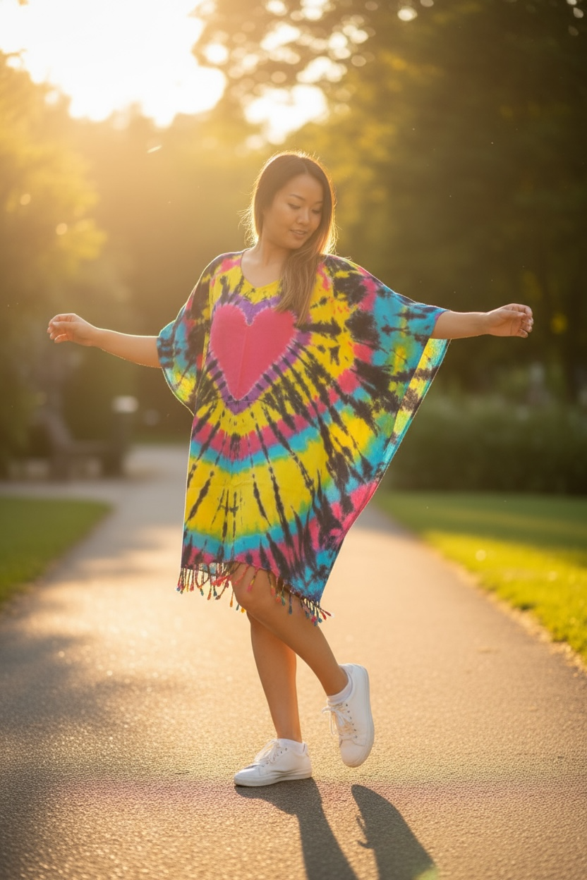 Heartburst Glow Tie Dye Kaftan