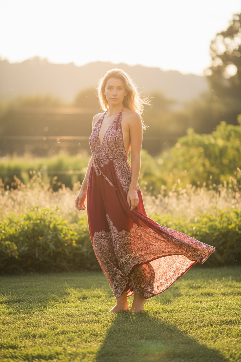 Selene Goddess Boho Maxi Dress