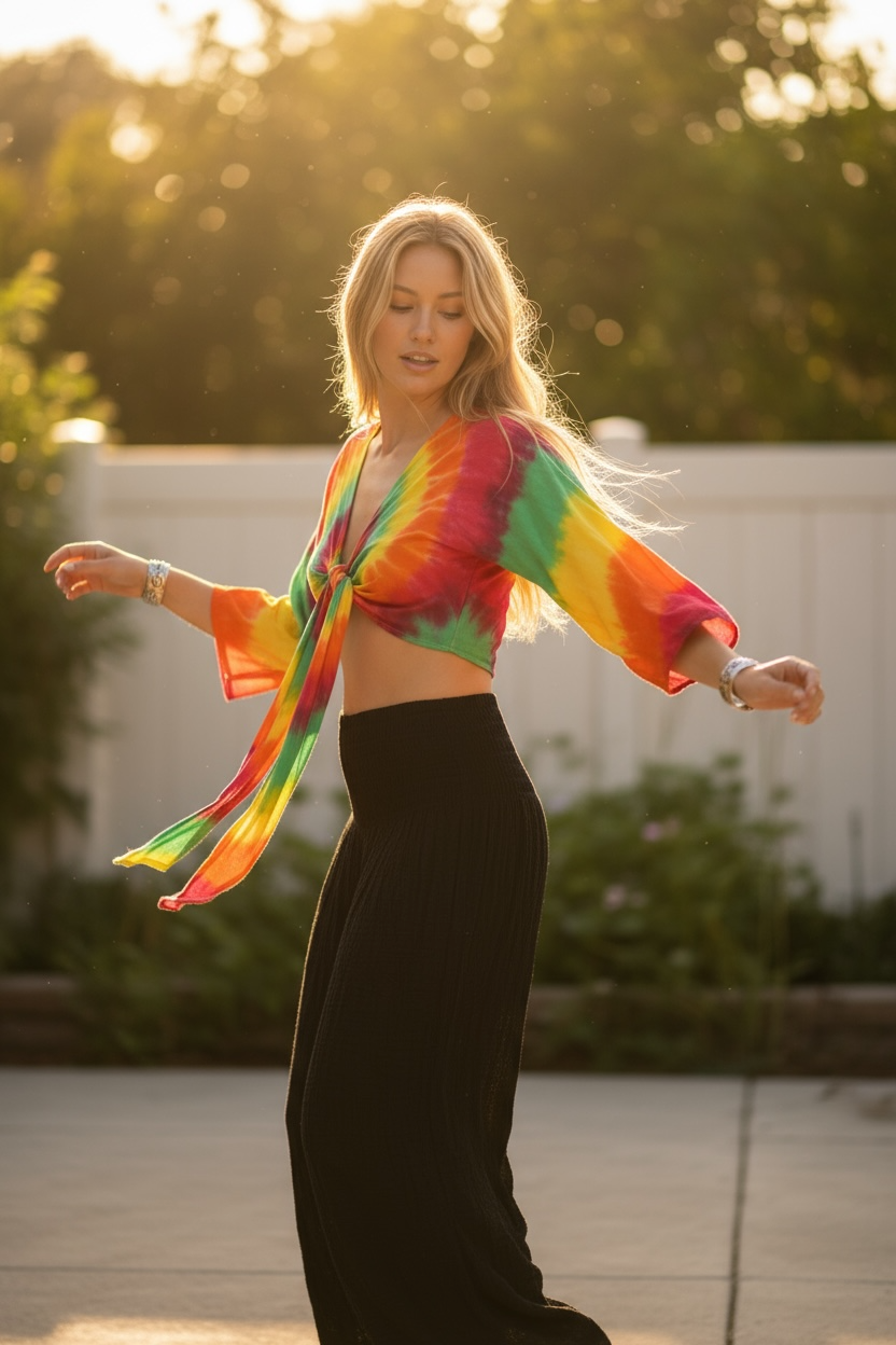 Boho Hand Dyed Wrap Top