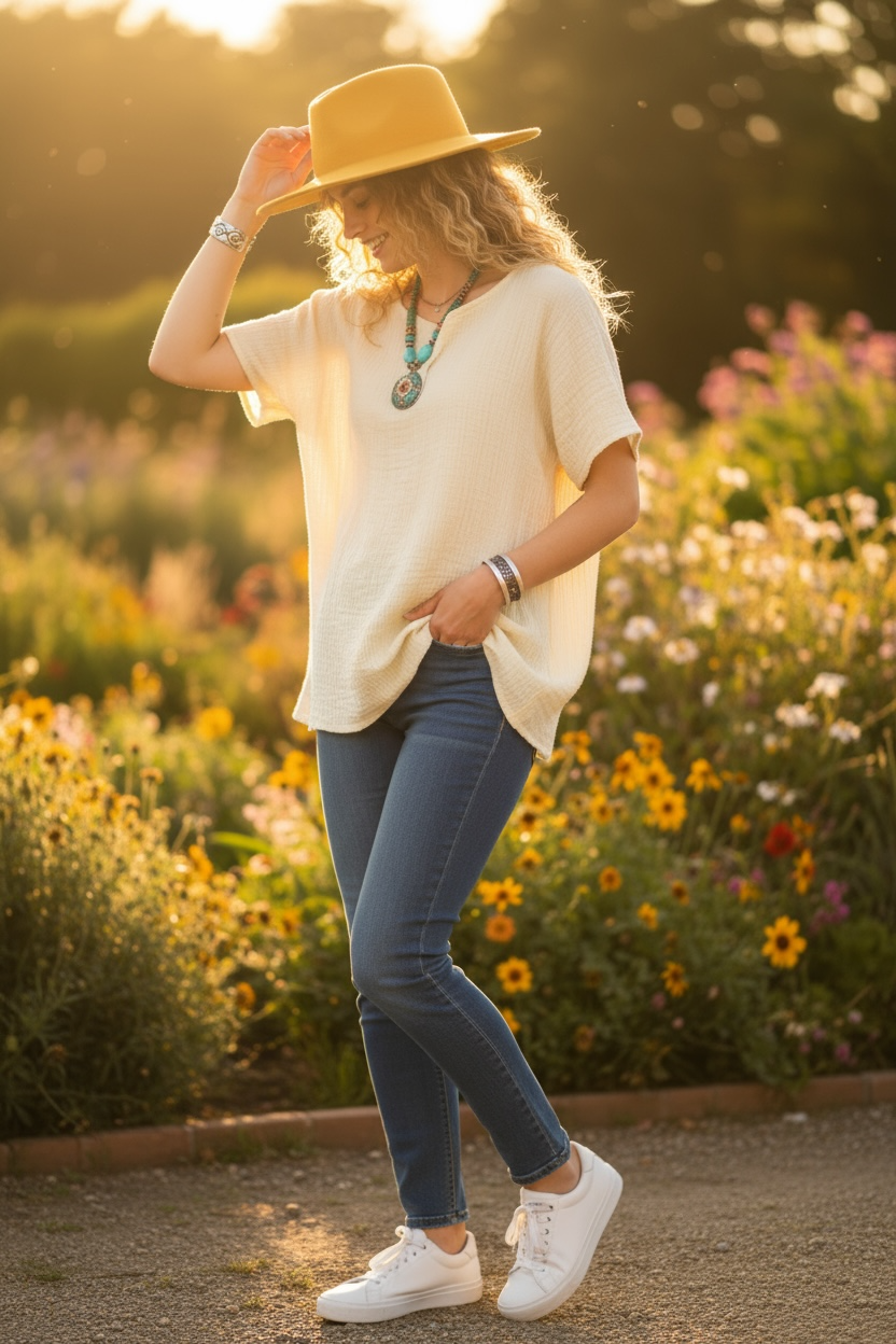 Ivory Double Gauze Flow Blouse