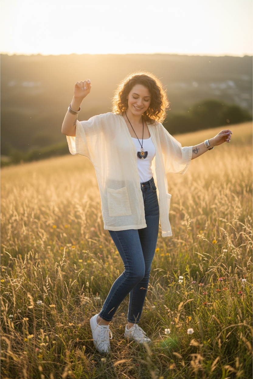 Natural Gauze Cardigan