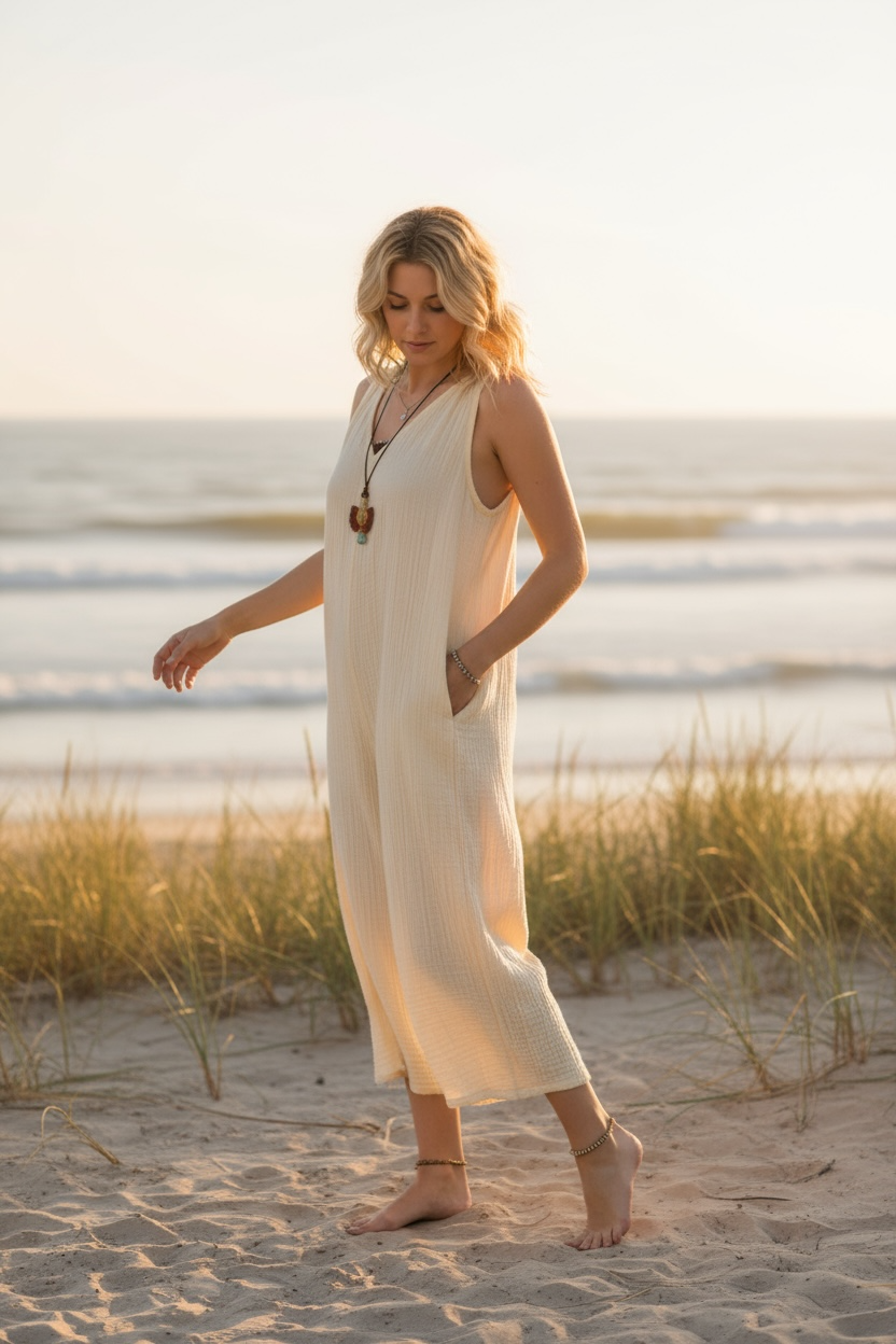 Barefoot Tide Flow Gauze Jumpsuit