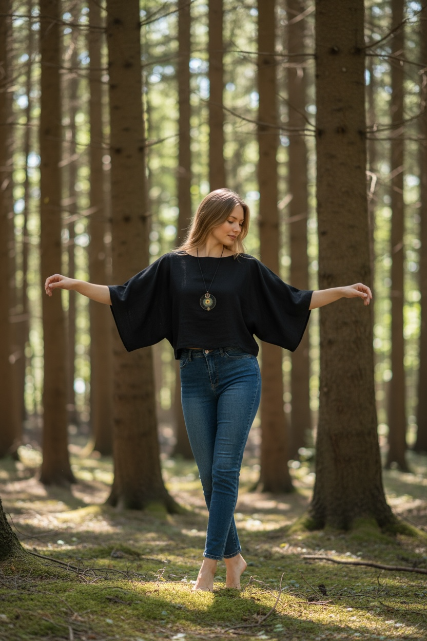 Black Gauze Ease Kimono Top