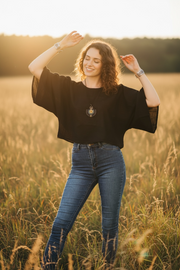 Black Gauze Ease Kimono Top