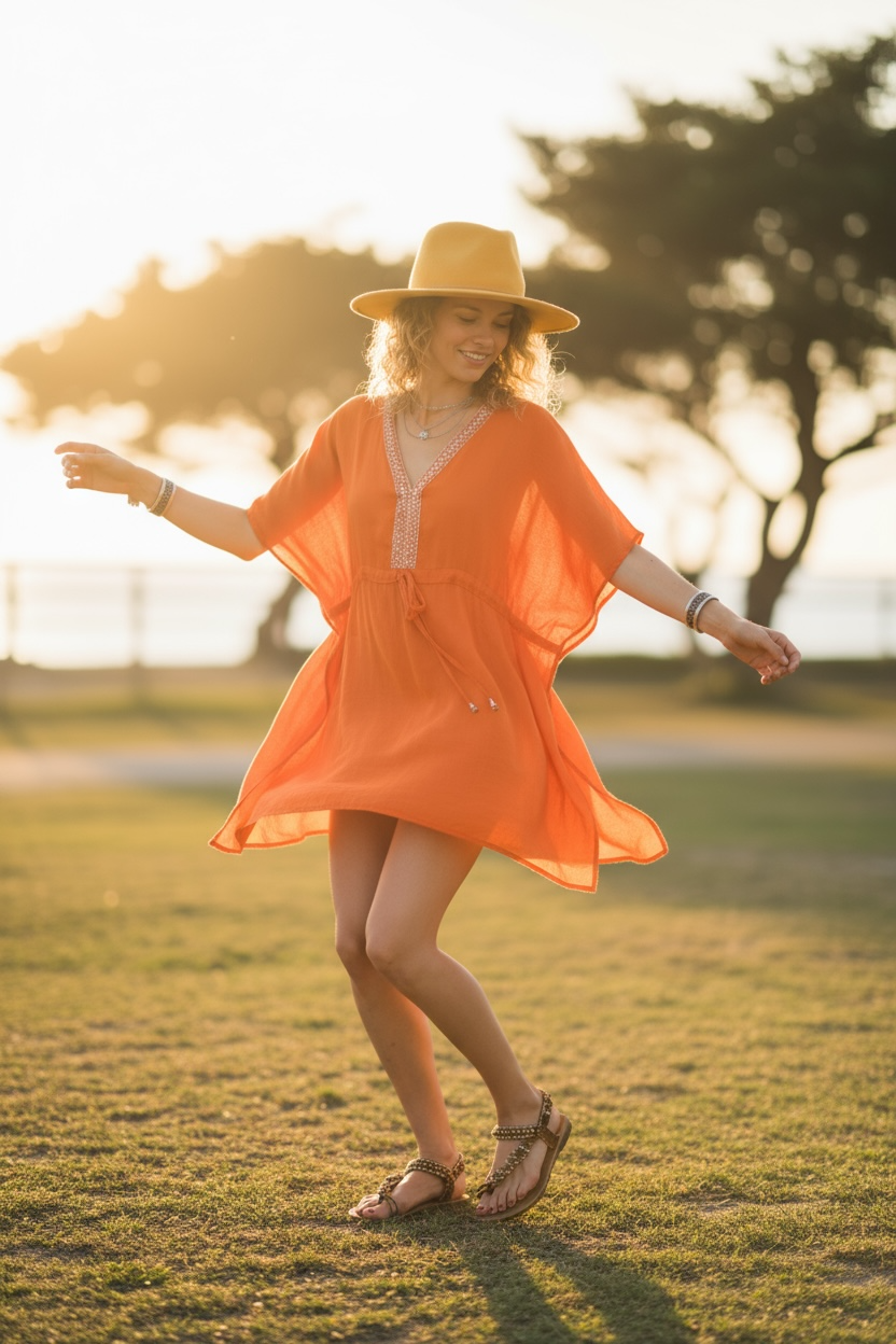 Tangerine Flow Kaftan