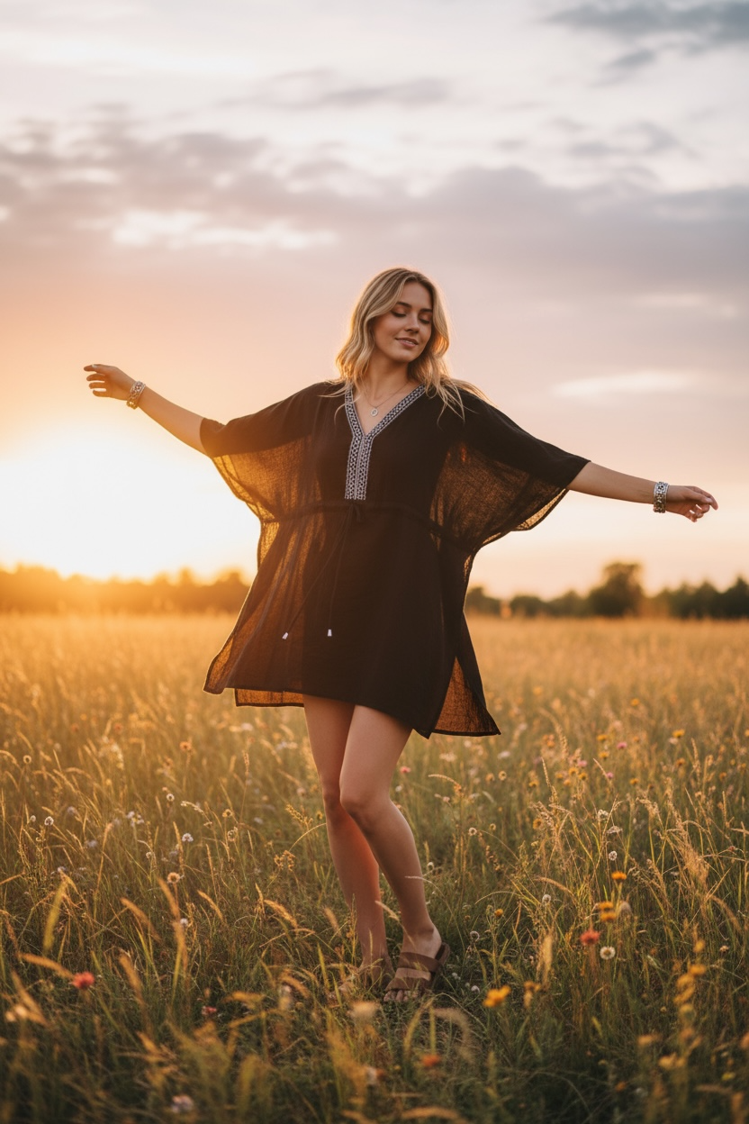Black Flow Kaftan Dress