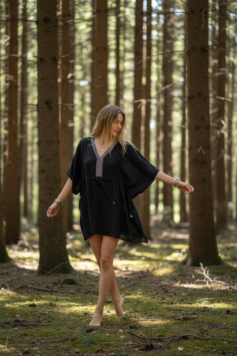 Black Flow Kaftan Dress
