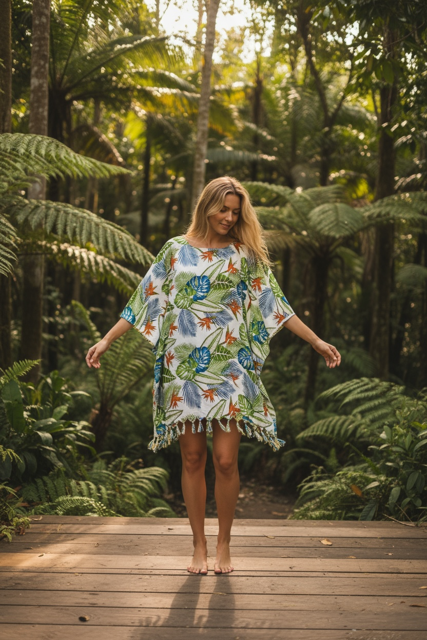 Monstera Dreams Kaftan Blouse