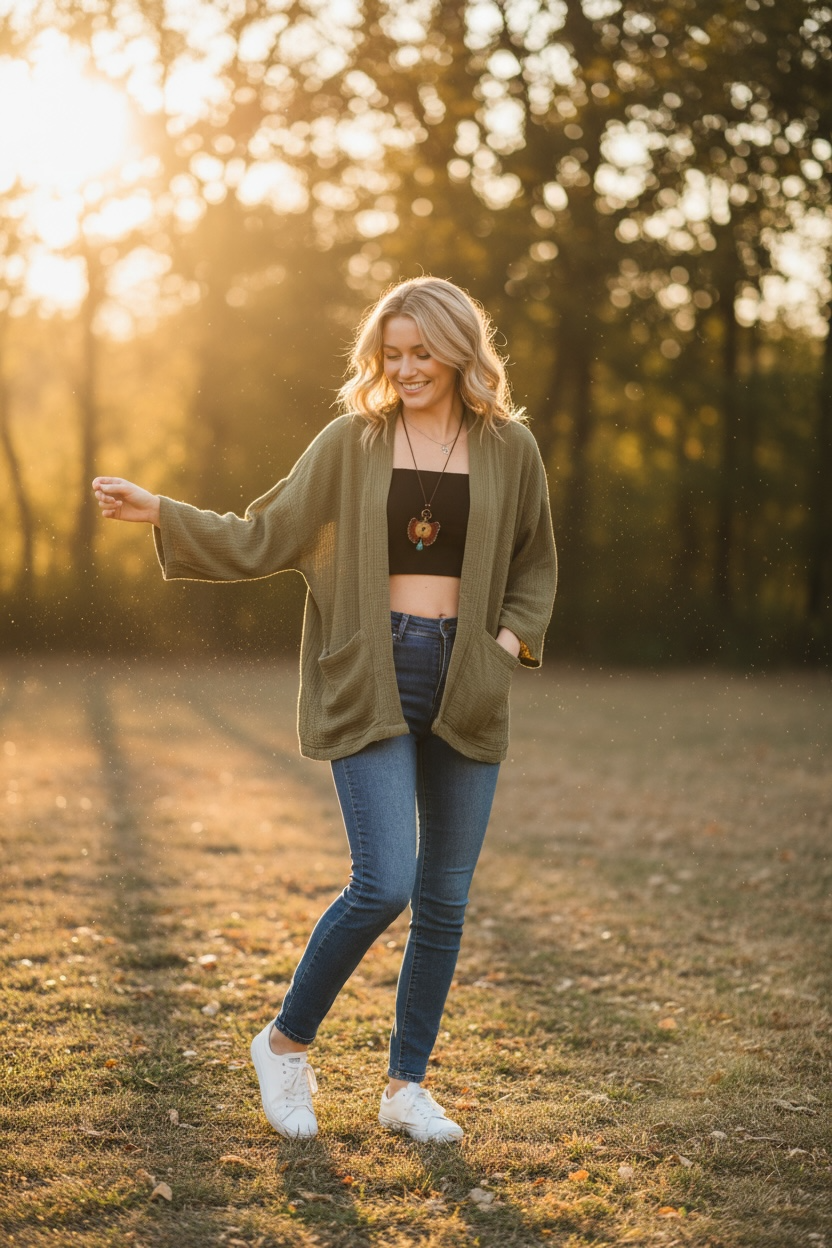 Sage Double Gauze Kimono Cardigan