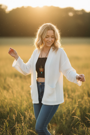 Pure White Double Gauze Kimono Cardigan