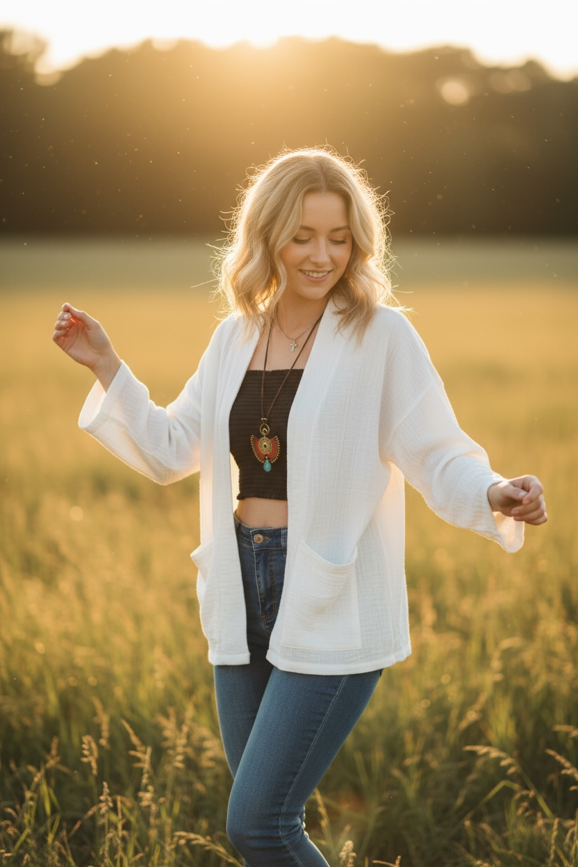 Pure White Double Gauze Kimono Cardigan