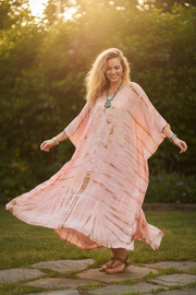 Blush Earth Kaftan Dress – Hand Dyed Boho Maxi, Flowy Oversized Fit, Lightweight Rayon